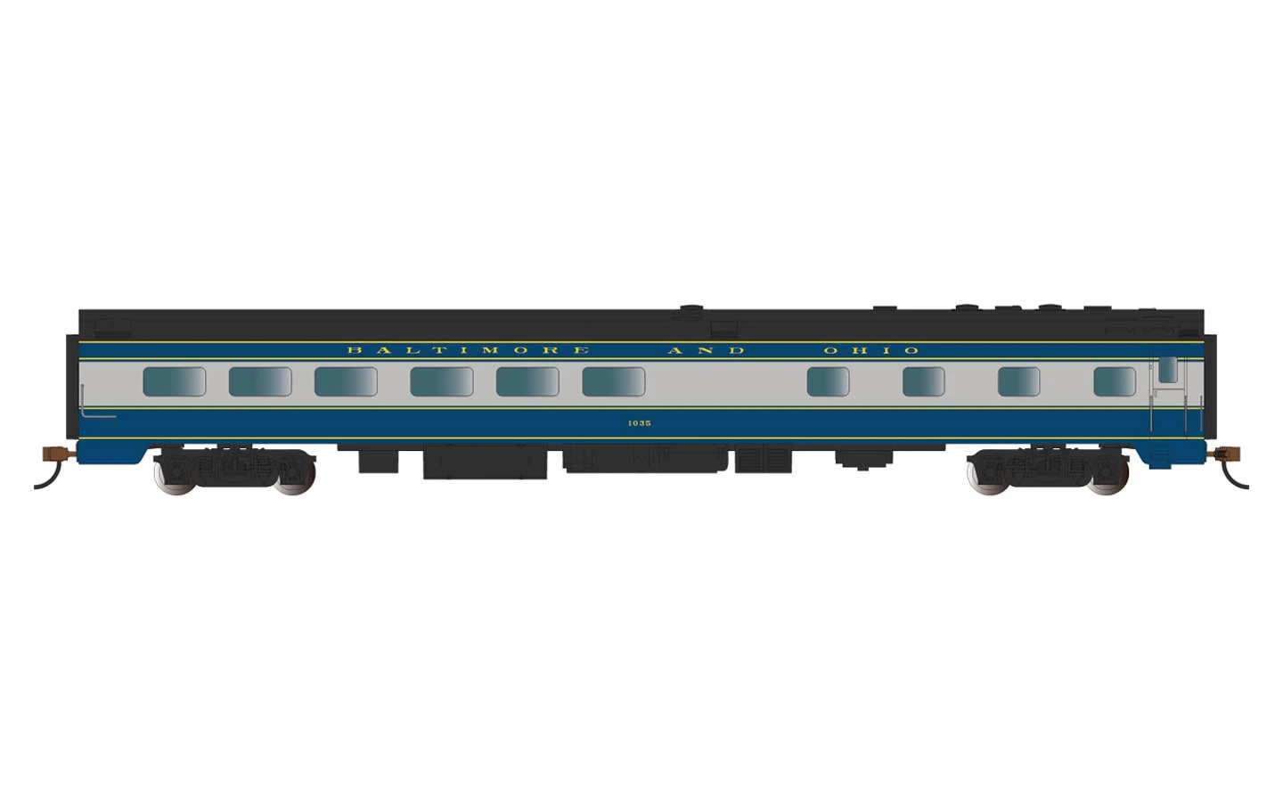 Bachmann 14801 HO Scale 85' Dining Car Painted Baltimore & Ohio B&O 1035 1 Bachmann 14801 HO Scale 85' Dining Car Painted Baltimore & Ohio B&O 1035