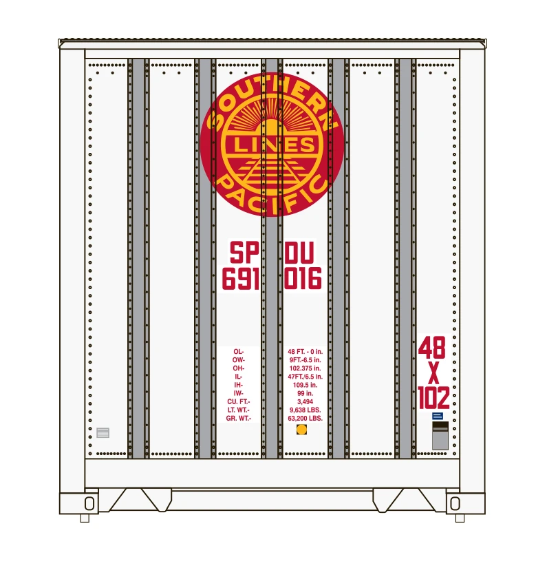 Class One Model Works HO Scale Monon 48' Container Southern Pacific SPDU Single 2 Class One Model Works HO Scale Monon 48' Container Southern Pacific SPDU Single - Image 2