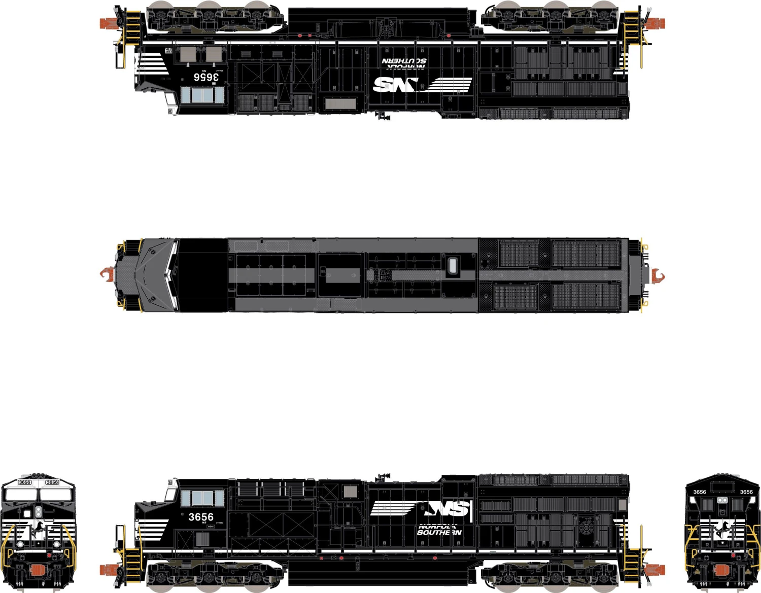 ScaleTrains Operator 10987 N Scale GE ET44AC Tier 4 Diesel "Horsehead" NS 3673 With DCC 3 ScaleTrains Operator 10987 N Scale GE ET44AC Tier 4 Diesel "Horsehead" NS 3673 With DCC - Image 3