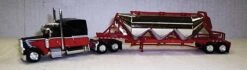 Trucks N Stuff SPEC015 Black/Red 389 Peterbuilt With Chrome Pneumatic Bulk Trailer